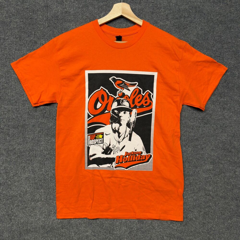 Jackson Holliday Baltimore Orioles T Shirt Top Prospect Men Size M Gildan Orange